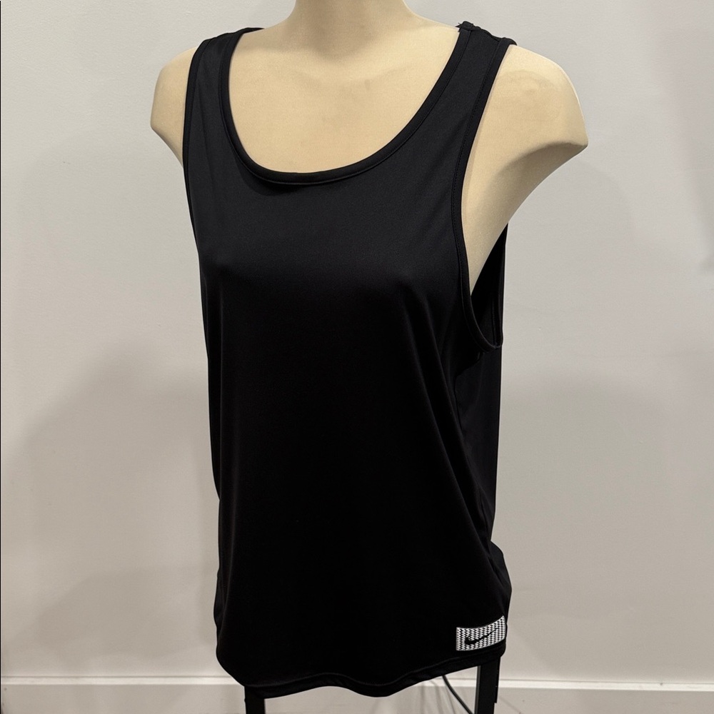 Black Nike Workout tank with blue and pink graphic by Nike Swim Dri-fit